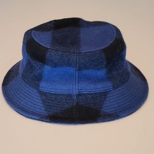 Blue Plaid Wool Bucket Hat - Medium
